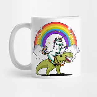 Unicorn Riding T-Rex Dinosaur Party Mug